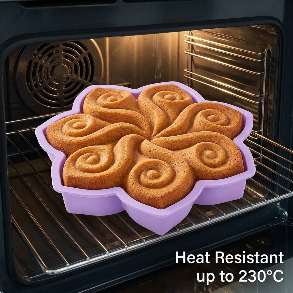 Kitchen Appliances Garage - Large Flower Silicone Cake Mold Spiral