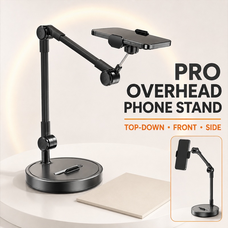 Kitchen Appliances Video - Overhead Phone Stand Desktop Tripod Top