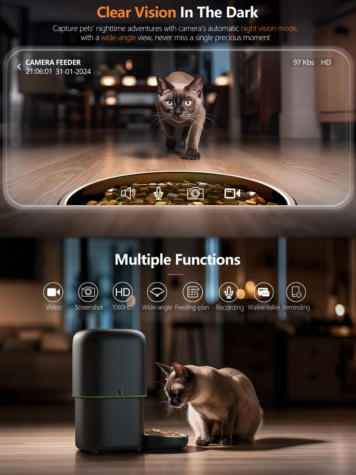 Automatic Cat Feeder Camera Pe - огляд і ціна Kitchen Appliances Video